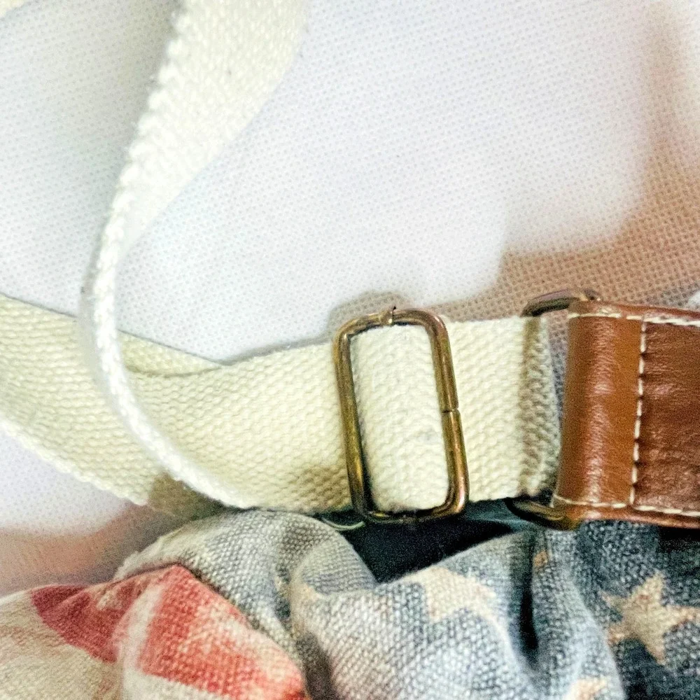 Madden Girl Backpack Stars Stripes Americana Denim Canvas Flag Design Rucksack